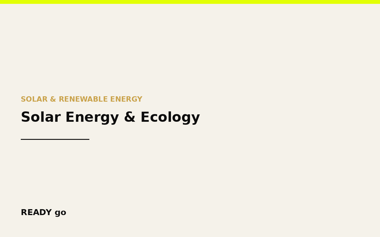 Solar Energy & Ecology